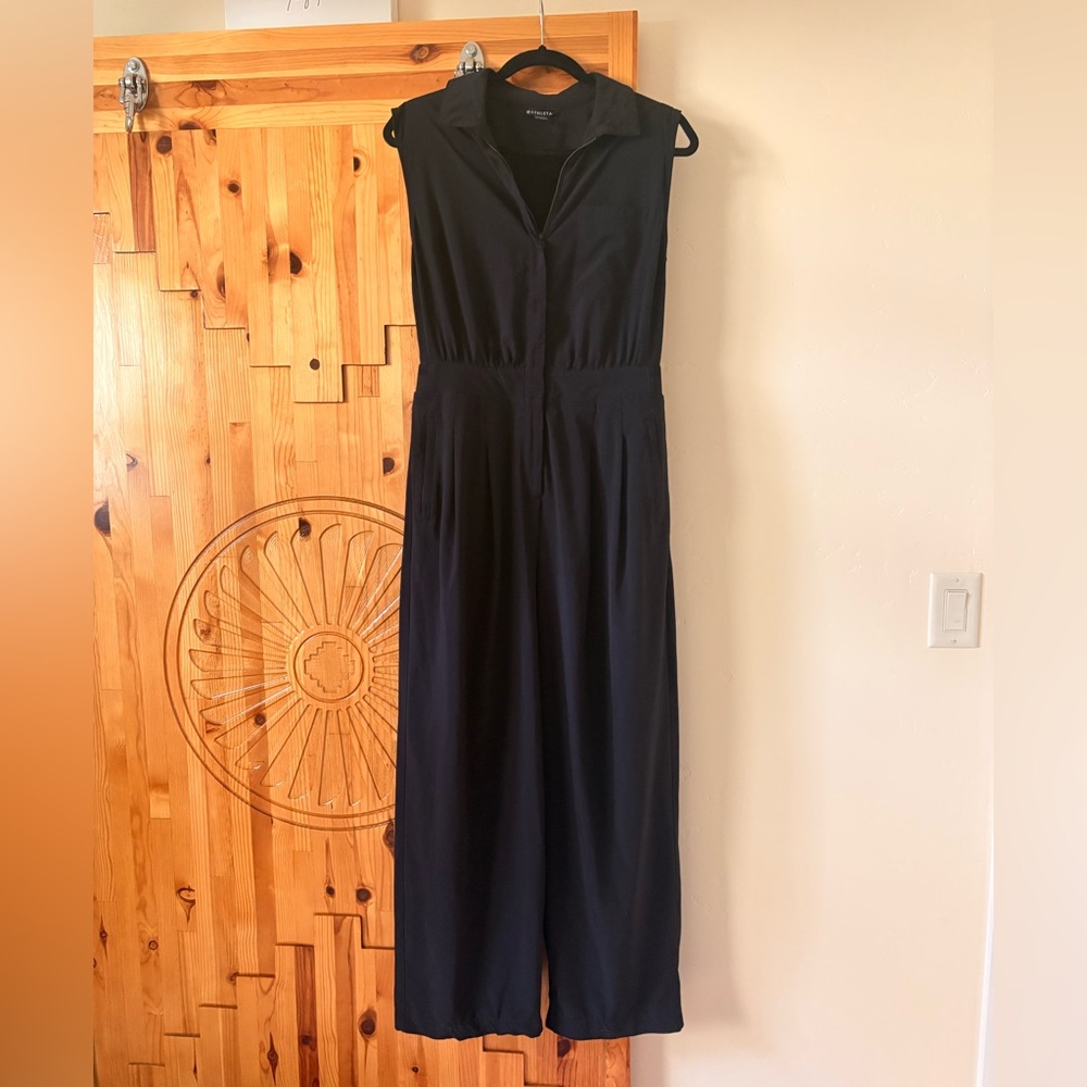 Athleta Sleeveless Black Wide-Leg Jumpsuit